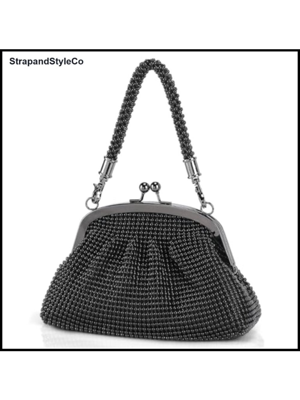 Rhinestone Clutch Evening Bag Kiss Lock Chain Strap